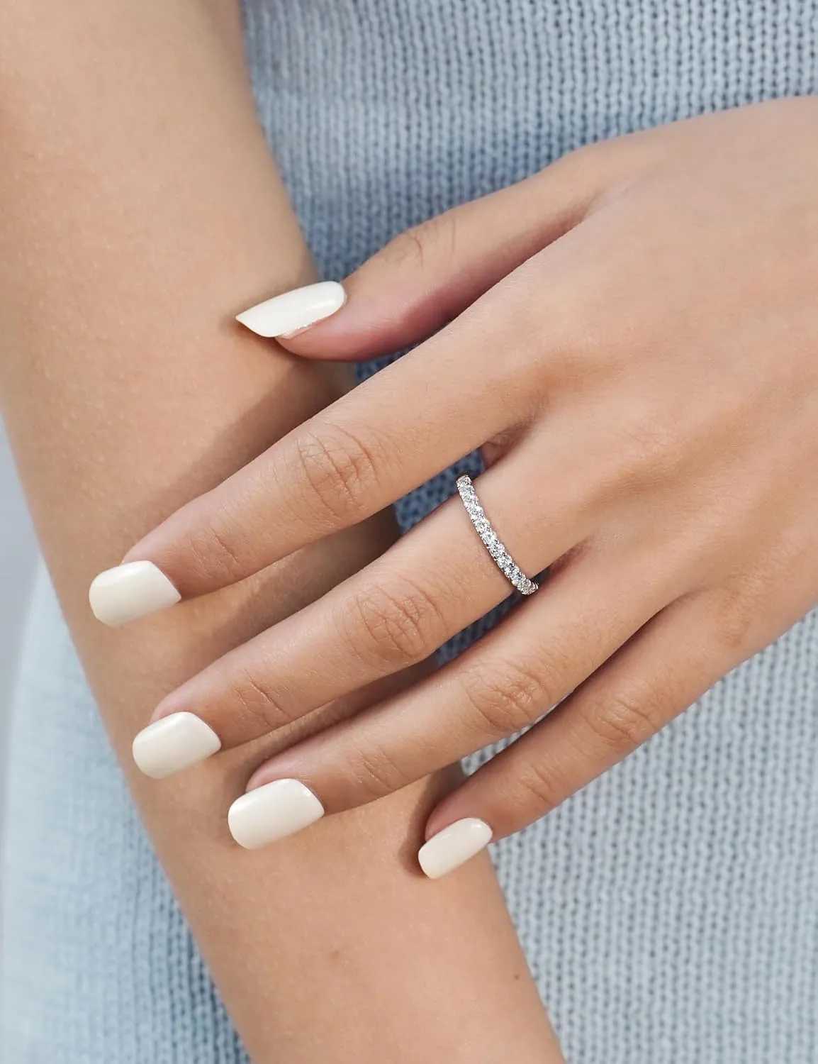 IMOLOE Lab Grown Diamond Wedding Bands, 0.3-0.42 Carat, Eternity Rings in 18K White Gold & Sterling Silver Size 4-11