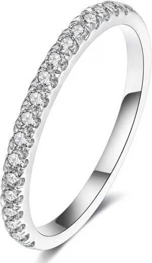 IMOLOE Lab Grown Diamond Wedding Bands, 0.3-0.42 Carat, Eternity Rings in 18K White Gold & Sterling Silver Size 4-11