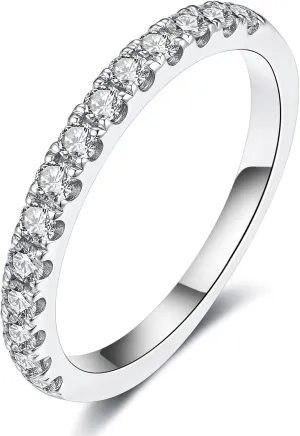 IMOLOE Lab Grown Diamond Wedding Bands, 0.3-0.42 Carat, Eternity Rings in 18K White Gold & Sterling Silver Size 4-11