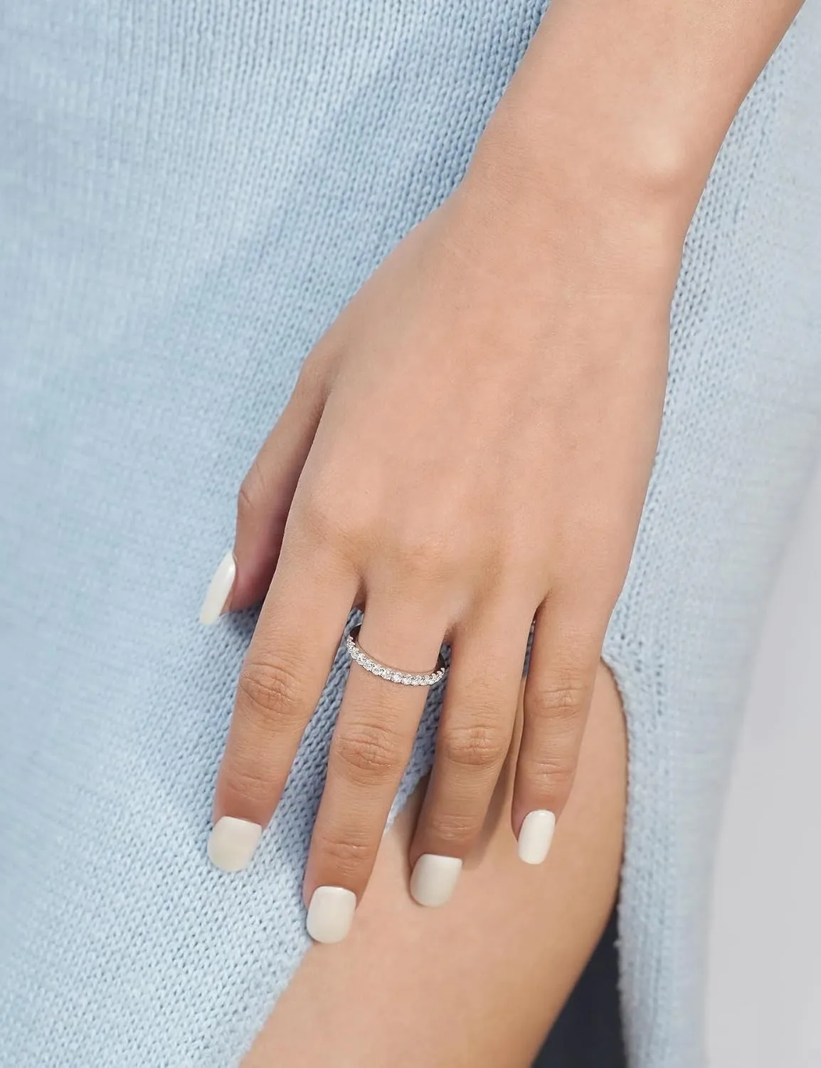 IMOLOE Lab Grown Diamond Wedding Bands, 0.3-0.42 Carat, Eternity Rings in 18K White Gold & Sterling Silver Size 4-11