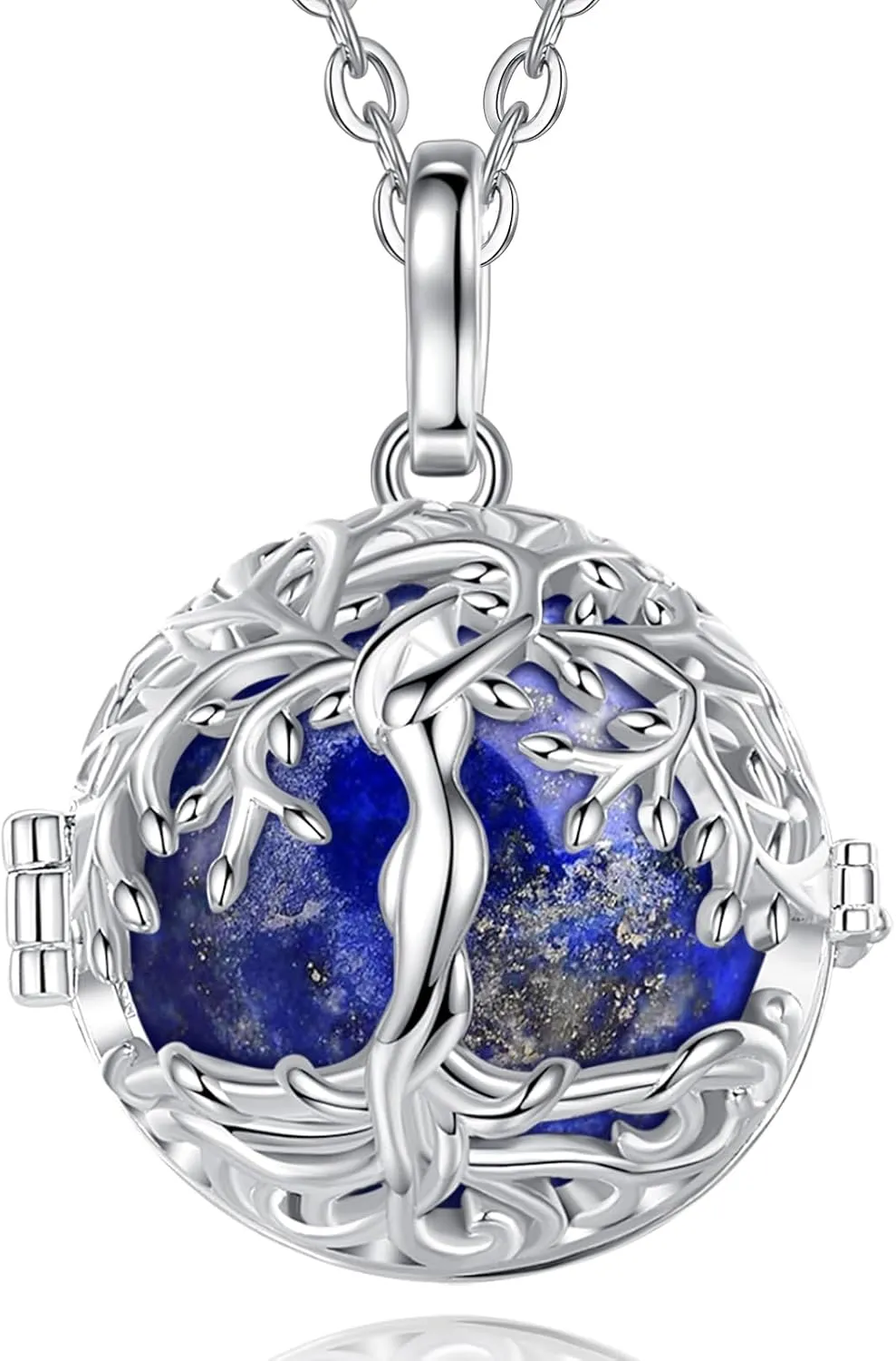 INFUSEU Tree of Life Necklace Healing Crystal Stone Holder for Women Spiritual Gifts, Adjustable 20-22 Inch Chain