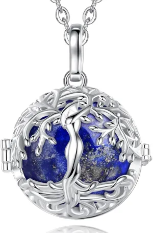 INFUSEU Tree of Life Necklace Healing Crystal Stone Holder for Women Spiritual Gifts, Adjustable 20-22 Inch Chain