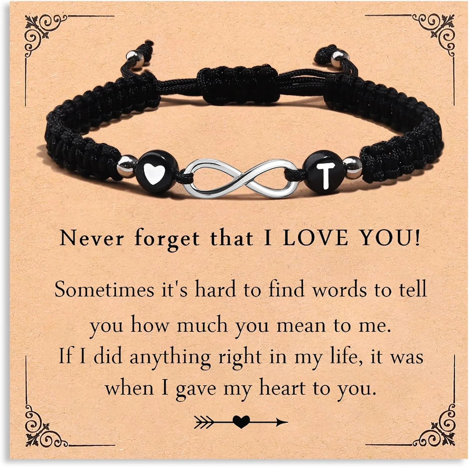 Initial Infinity Letter A-Z Bracelets for Couples Women Men, To My Man Infinity Love Bracelet Christmas Valentines Day Anniversary Birthday Gifts for Boyfriend Husband Friendship Jewelry