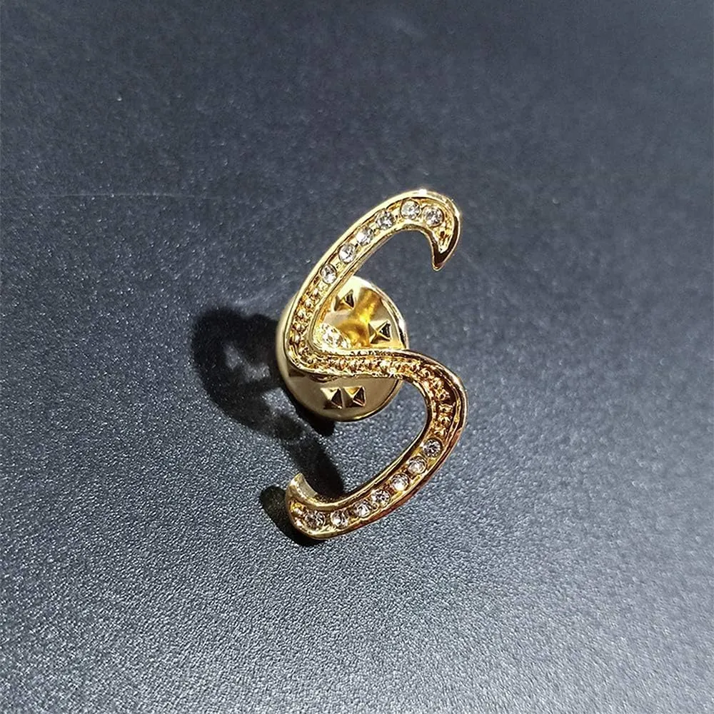 Initial Letter Brooch Pin Small Lapel Pin Tie Tack Name Personalized Gifts for Women Men Gold A-Z