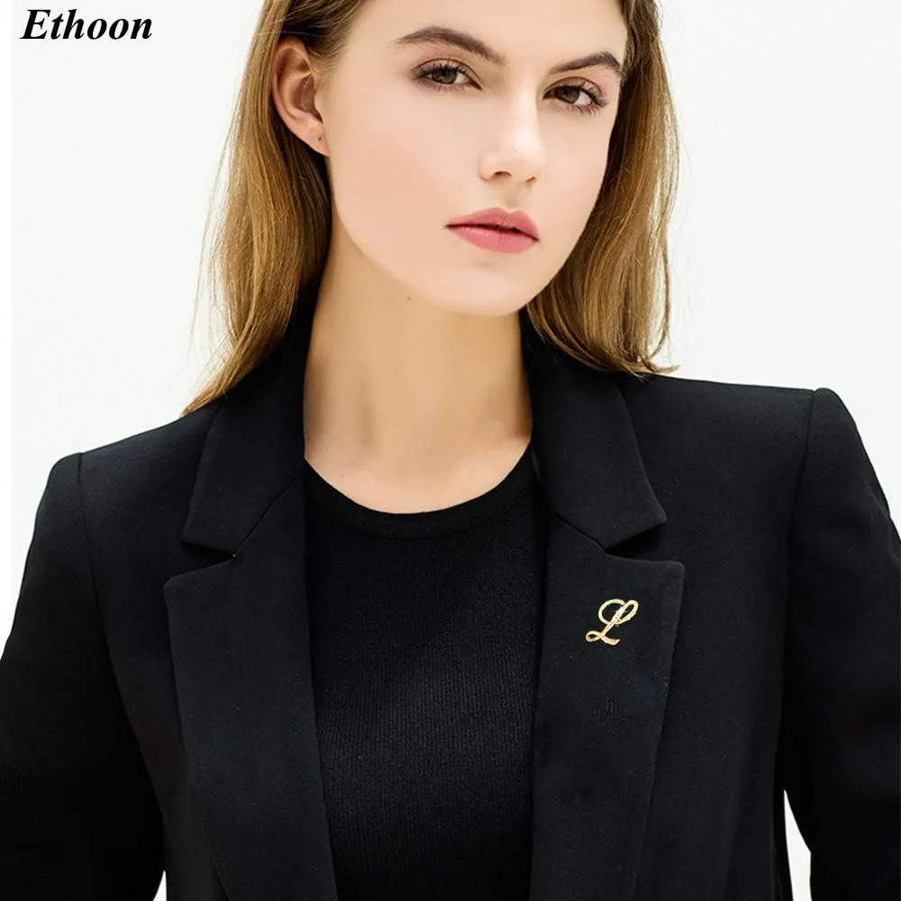 Initial Letter Brooch Pin Small Lapel Pin Tie Tack Name Personalized Gifts for Women Men Gold A-Z
