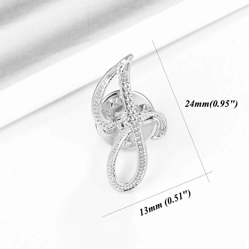 Initial Letter Brooch Pin Small Lapel Pin Tie Tack Name Personalized Gifts for Women Men Silver