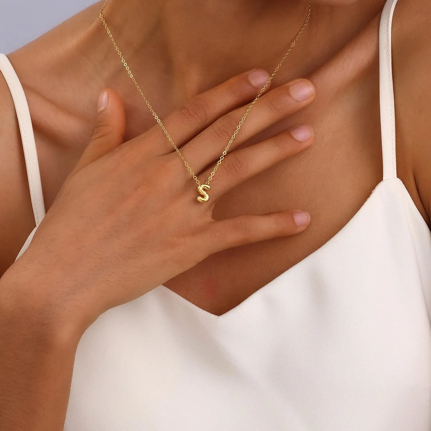 Initial Necklaces for Women Bubble Gold Silver Letter Necklace Dainty Personalized Charm Pendant Name Necklace Cute Non Tarnish Fashion Accessories Teen Gift Trendy Stuff Jewelry Gifts