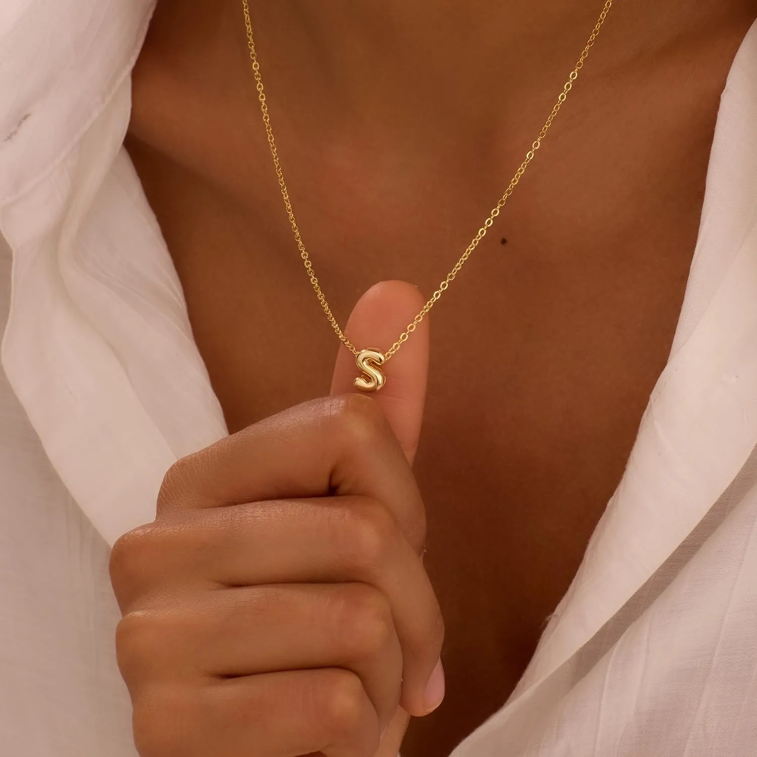 Initial Necklaces for Women Bubble Gold Silver Letter Necklace Dainty Personalized Charm Pendant Name Necklace Cute Non Tarnish Fashion Accessories Teen Gift Trendy Stuff Jewelry Gifts