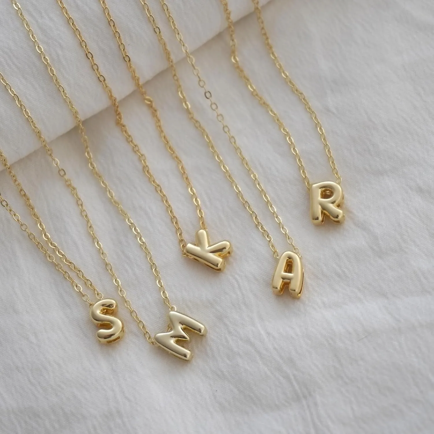 Initial Necklaces for Women Bubble Gold Silver Letter Necklace Dainty Personalized Charm Pendant Name Necklace Cute Non Tarnish Fashion Accessories Teen Gift Trendy Stuff Jewelry Gifts