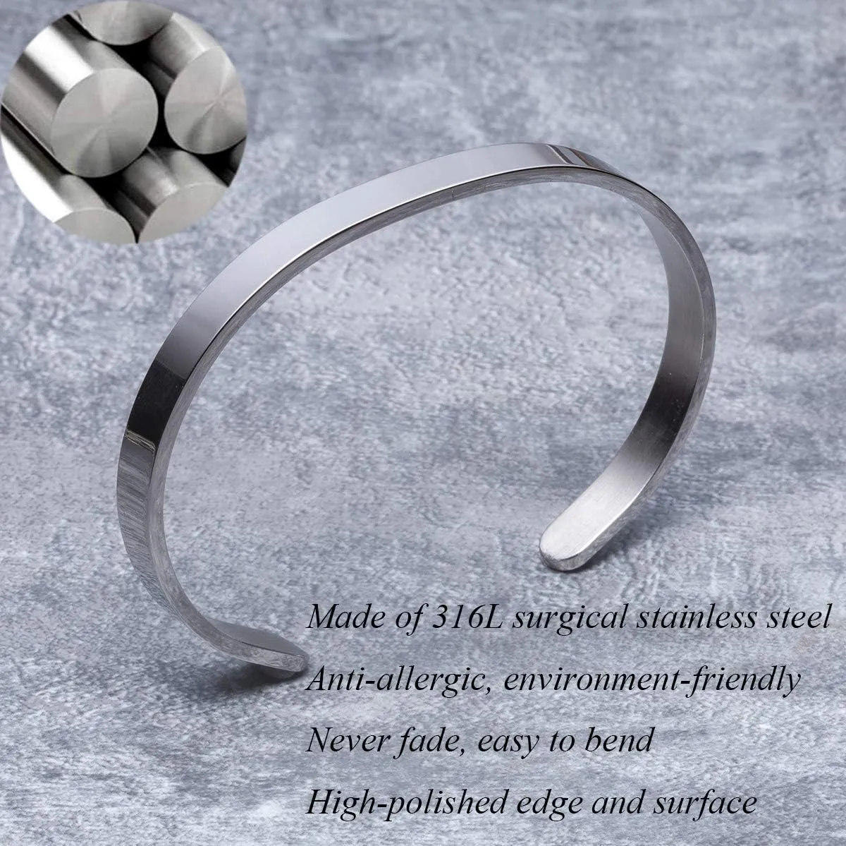 Inspirational Bracelets as Gifts for Women Daughters Teenagers Mom Sisters Stainless Steel Engraved Birthday Motivational Friendship Bangle
