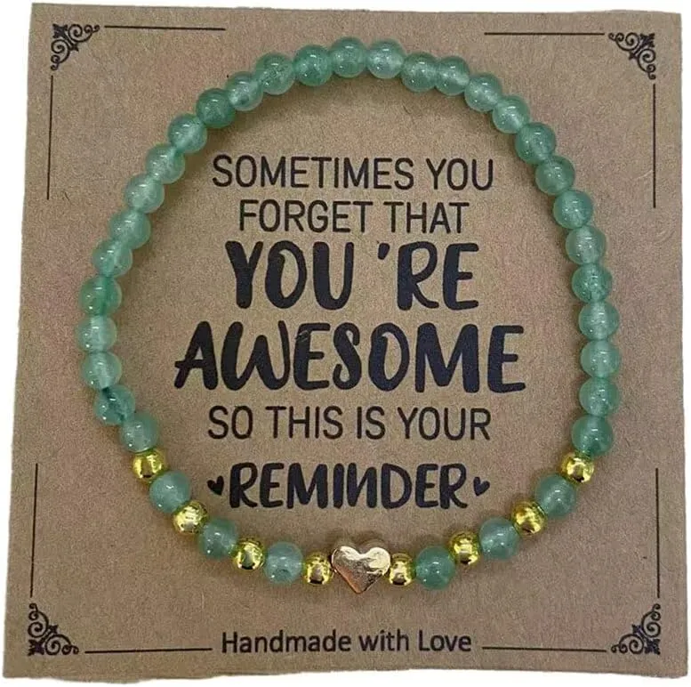 Inspirational Bracelets for Women Natural Stone Beaded Heart Bracelet Valentines Birthday Teacher Appreciation Gifts Jewelry for Men Mom Friend Sister