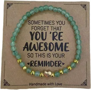 Inspirational Bracelets for Women Natural Stone Beaded Heart Bracelet Valentines Birthday Teacher Appreciation Gifts Jewelry for Men Mom Friend Sister