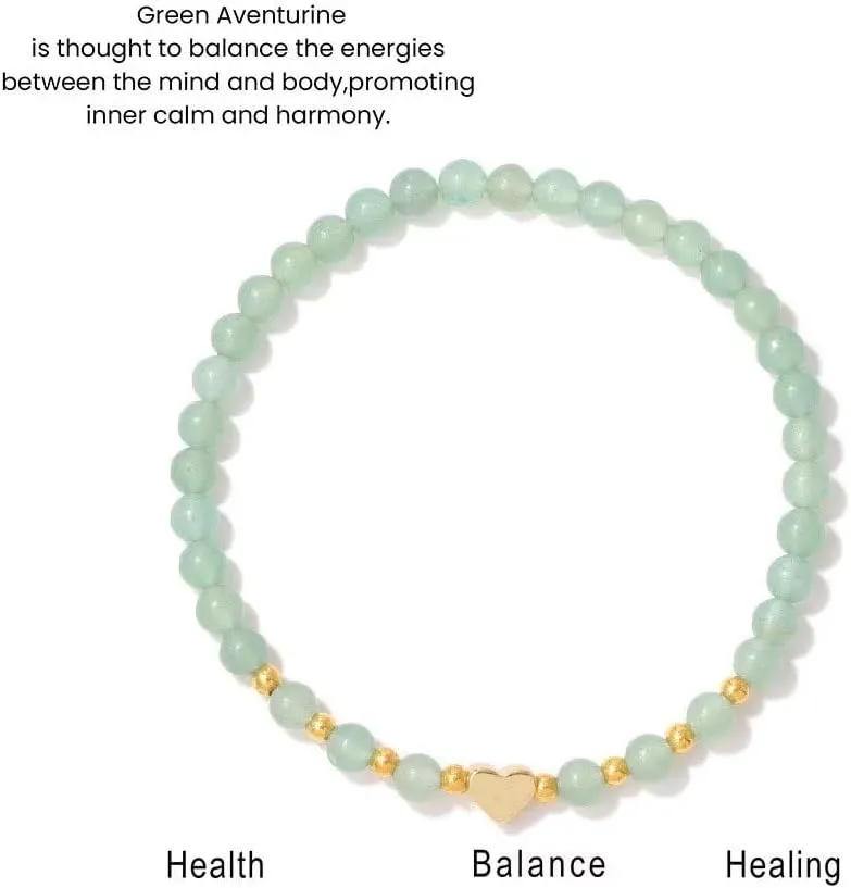 Inspirational Bracelets for Women Natural Stone Beaded Heart Bracelet Valentines Birthday Teacher Appreciation Gifts Jewelry for Men Mom Friend Sister