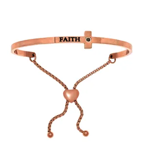 Intuitions Stainless Steel Shiny Square Sideways Cross Bangle Bracelet
