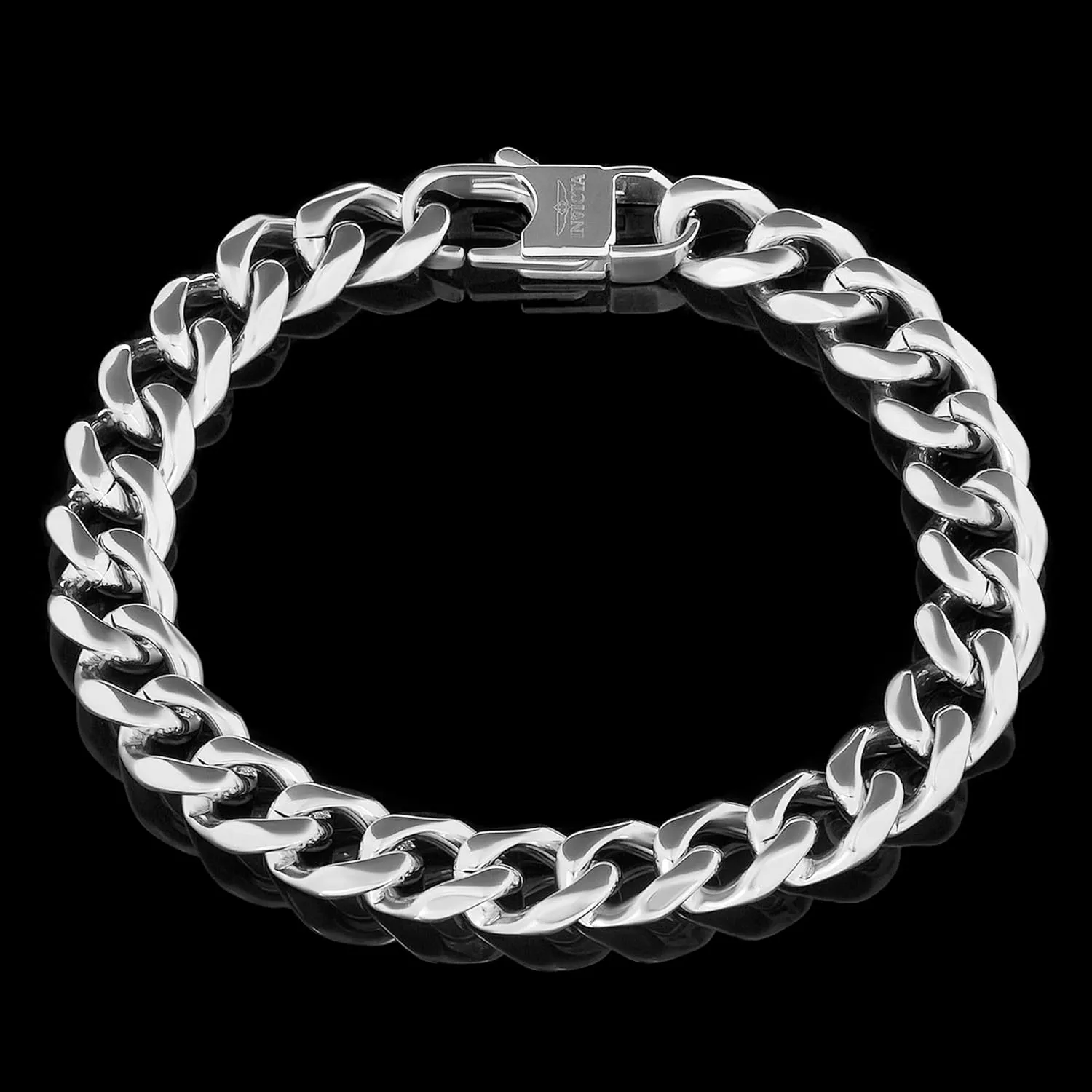 Invicta Bracelet for Men, Stainless Steel Chain Jewelry, Curb Links, 11mm, 9"