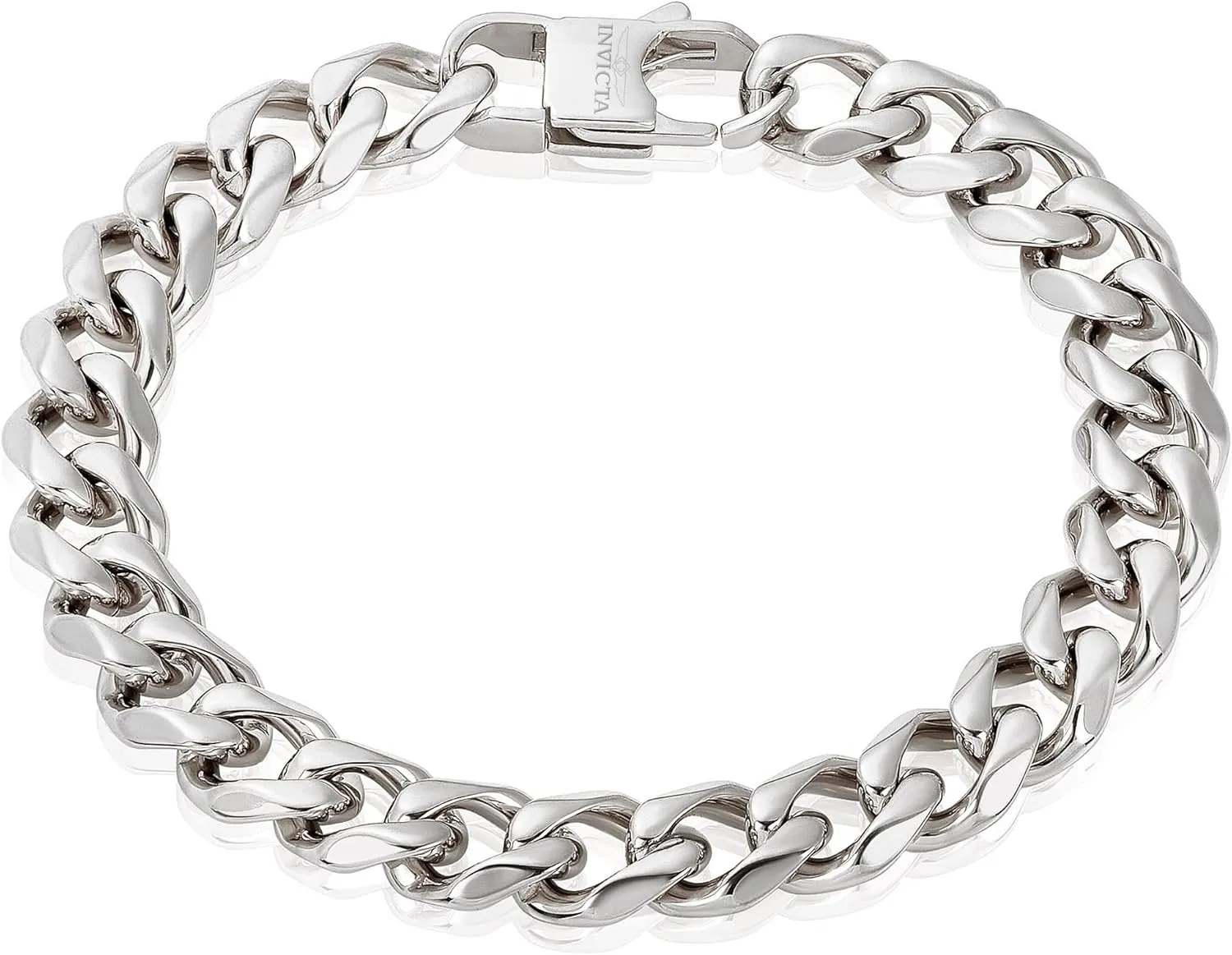 Invicta Bracelet for Men, Stainless Steel Chain Jewelry, Curb Links, 11mm, 9"