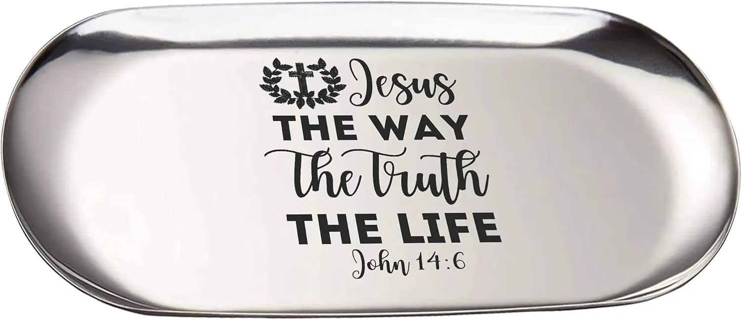 Jesus Faith Way Truth Life John 14 6 Christian Jesus 7 Inch Key Tray Ring Jewelry Ring Holder for Women Men