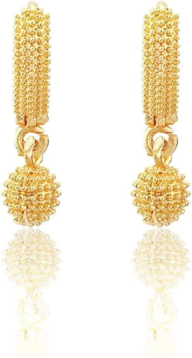 Jewar Earrings Gold Plated Elegant Traditional Wedding Festive Wear Pearl Polki Ad Cz Handmade Meena Work Faux Kundan Floral Enamel Jhumka Jhumki Indian Ethnic Fashion Jewelry