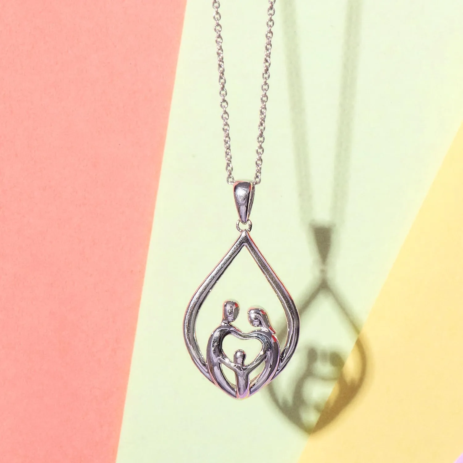 Jewelili Parent and Children Family Necklace Pendant in Sterling Silver 18" Rolo Chain