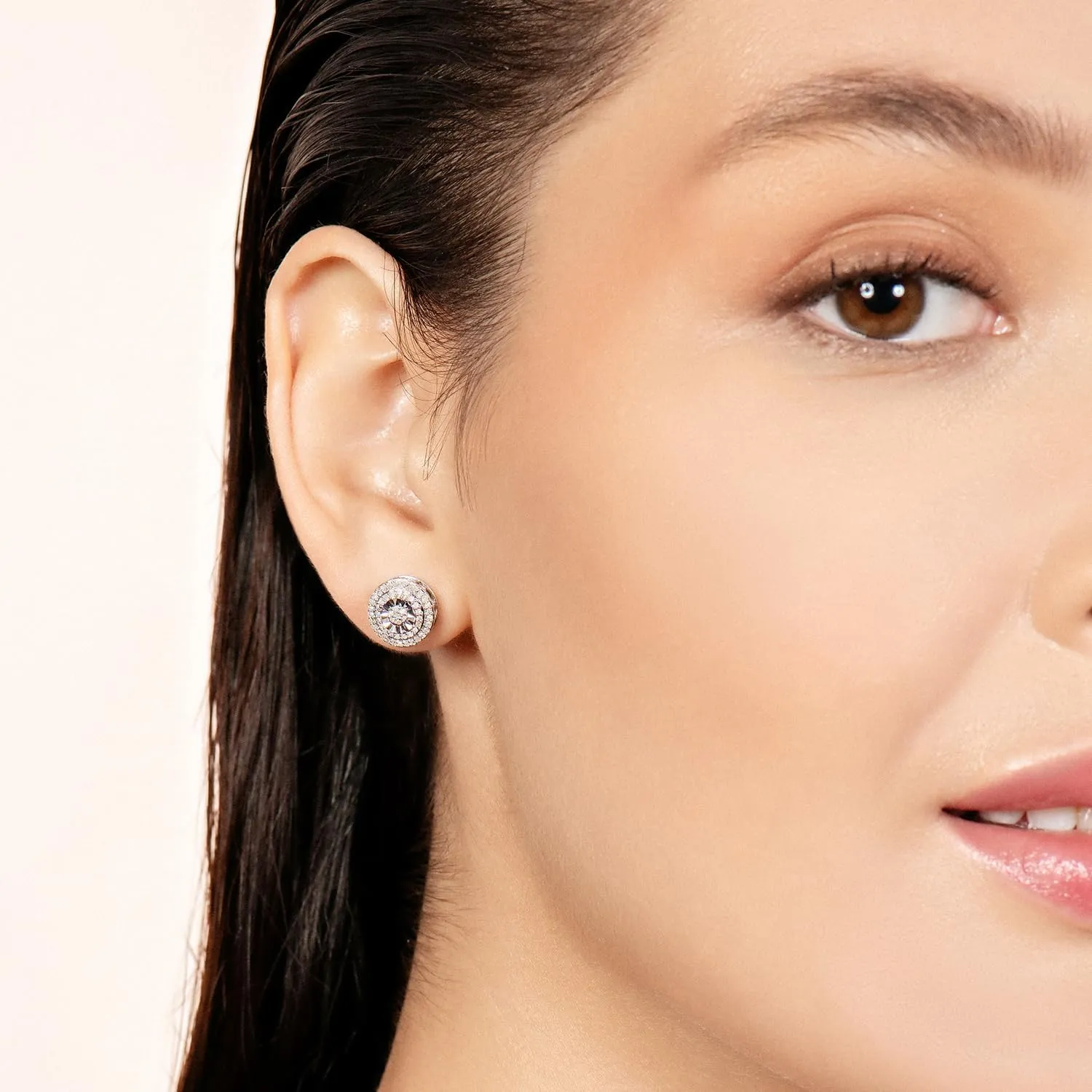 Jewelili Sterling Silver Stud Earrings for Women | 1/4 CTTW Diamonds | Choice of Heart, Cushion, Pear or Round shape in Black, Blue, or White Diamonds | Push Back Post | Luxury Jewelry with Gift Box