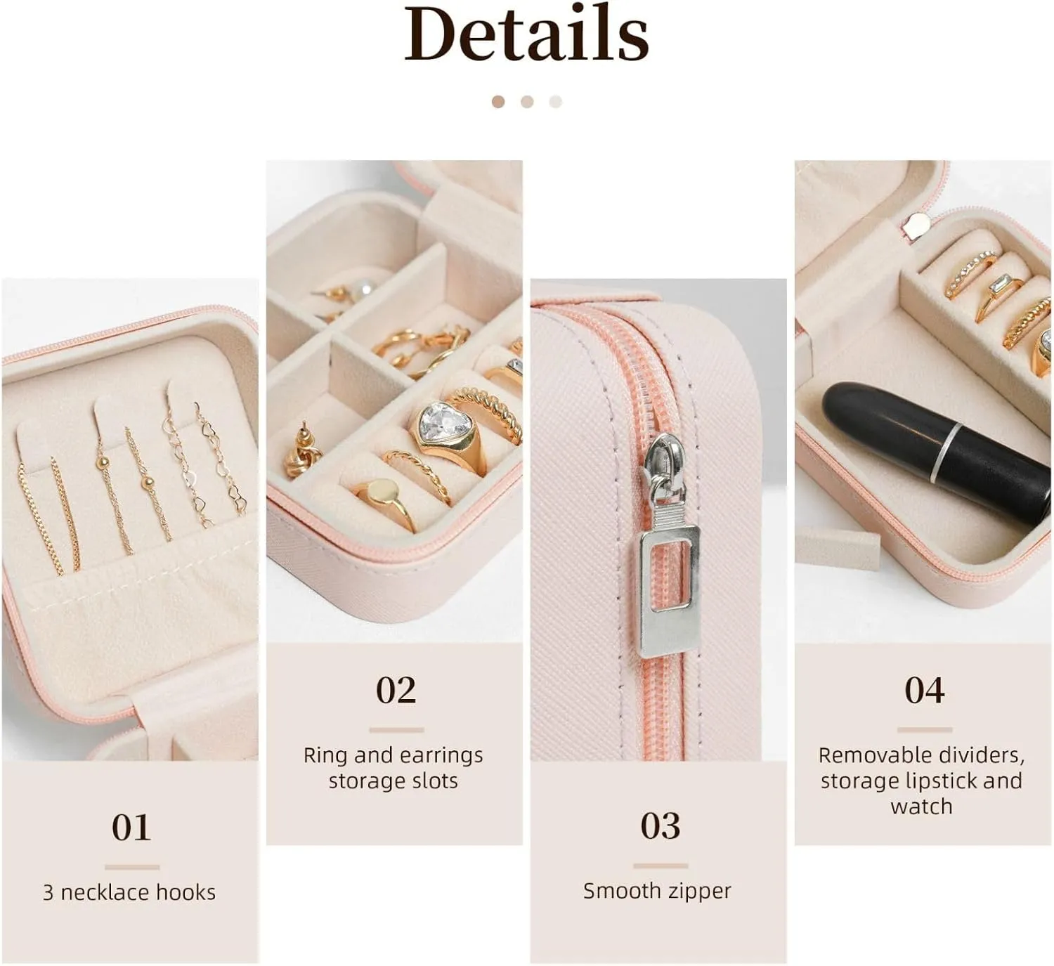Jewelry Boxes for Women Girls Square Jewelry Organizer Case Beautiful glowing butterfly Leather Jewelry Storage Box Portable Travel Jewelry Case with Zipper for Necklace, Earrings, Rings