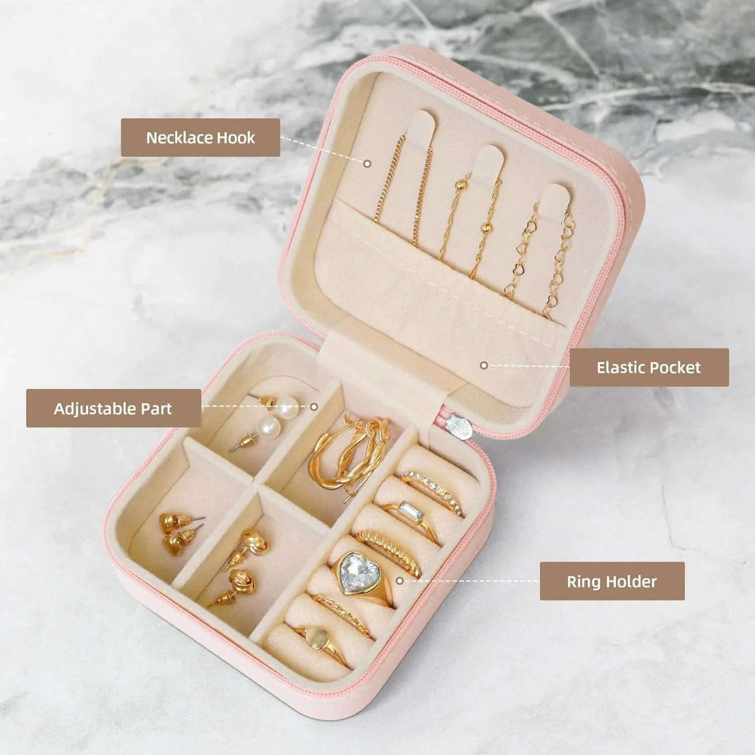 Jewelry Boxes for Women Girls Square Jewelry Organizer Case Beautiful glowing butterfly Leather Jewelry Storage Box Portable Travel Jewelry Case with Zipper for Necklace, Earrings, Rings