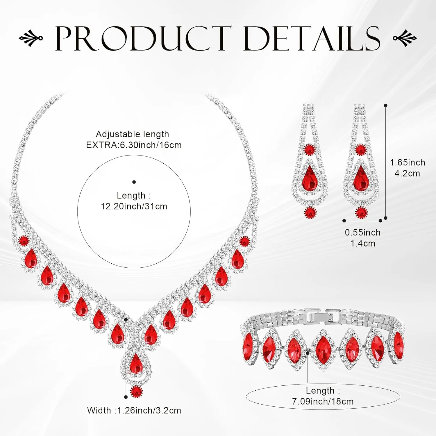 Jewelry Set for Women Wedding jewelry Sets for Brides Elegant Rhinestone Necklace Bracelet and Earring Set for Women Prom Formal bridesmaid Wedding