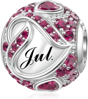 JIAYIQI Birthstone Charms for Bracelet Necklace 925 Sterling Silver Bead Love Heart Charms Happy Birthday Charms for Women