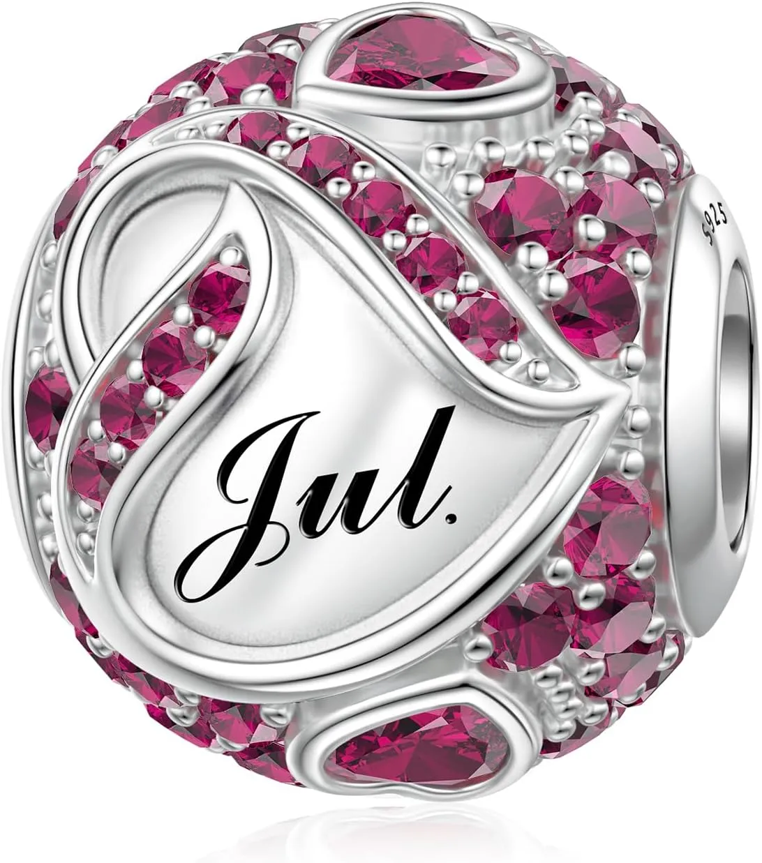 JIAYIQI Birthstone Charms for Bracelet Necklace 925 Sterling Silver Bead Love Heart Charms Happy Birthday Charms for Women