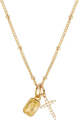 Josephine Cross Birthstone Necklace - Hypoallergenic 14K Gold Plated Brass with Sparkling Cubic Zirconia Stones - November Birthstone - Women's Necklaces - Gifts for Mom