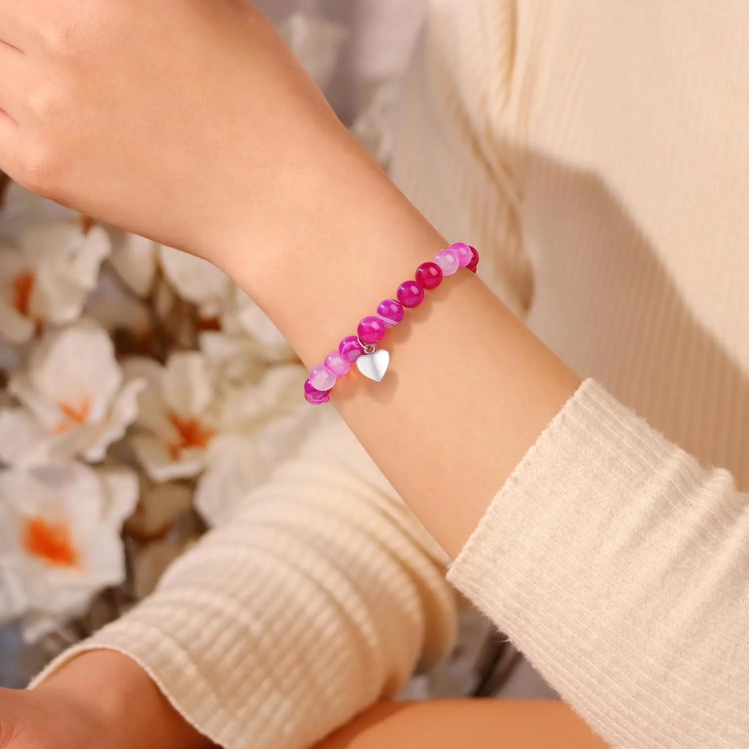 JoycuFF Birthday Gifts for Women Girls Natural Stones Bracelets 13 16 18 21 30 40 50 60 70 80 Year Old Happy Birthday Gifts for Girls