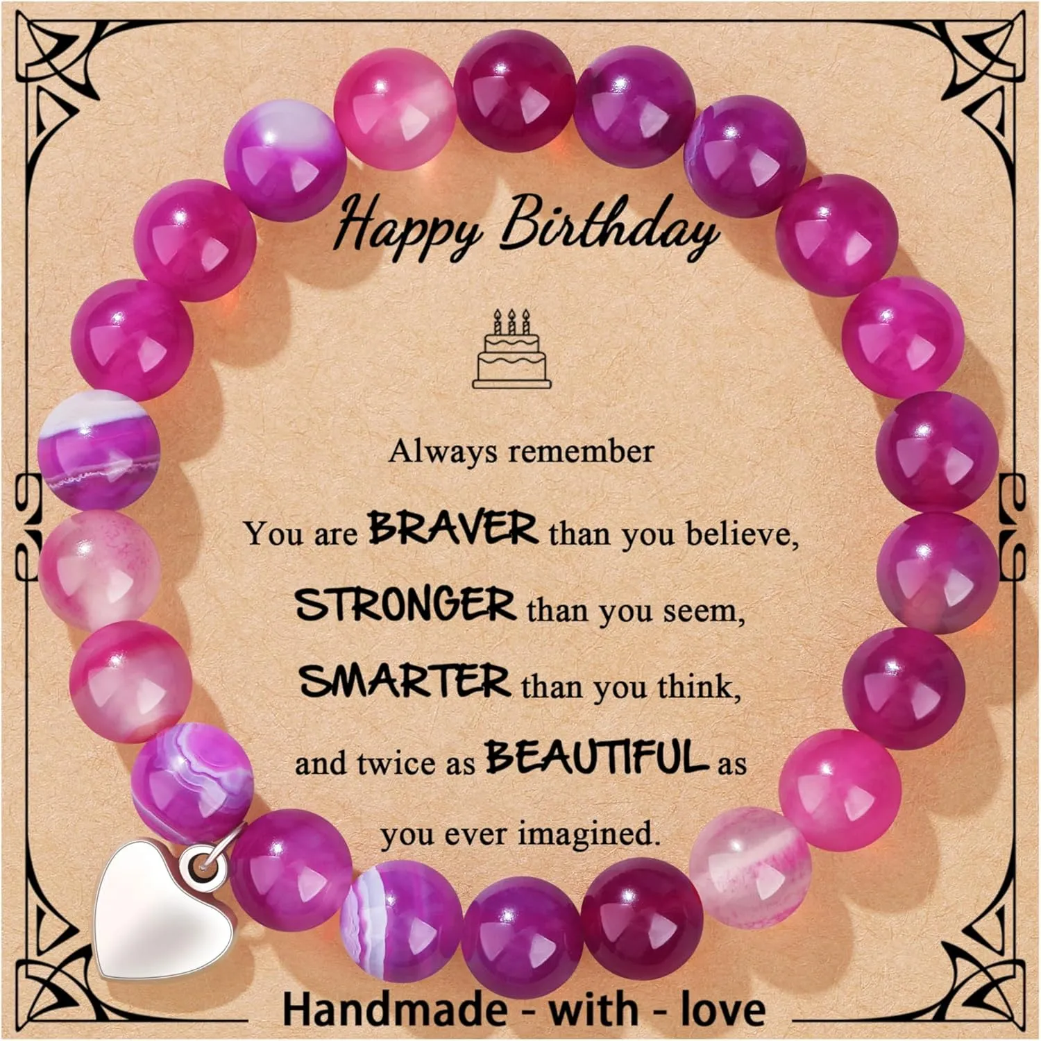 JoycuFF Birthday Gifts for Women Girls Natural Stones Bracelets 13 16 18 21 30 40 50 60 70 80 Year Old Happy Birthday Gifts for Girls