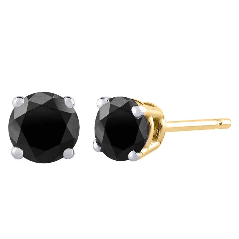 KATARINA Black Round Brilliant Cut Diamond Earring Studs