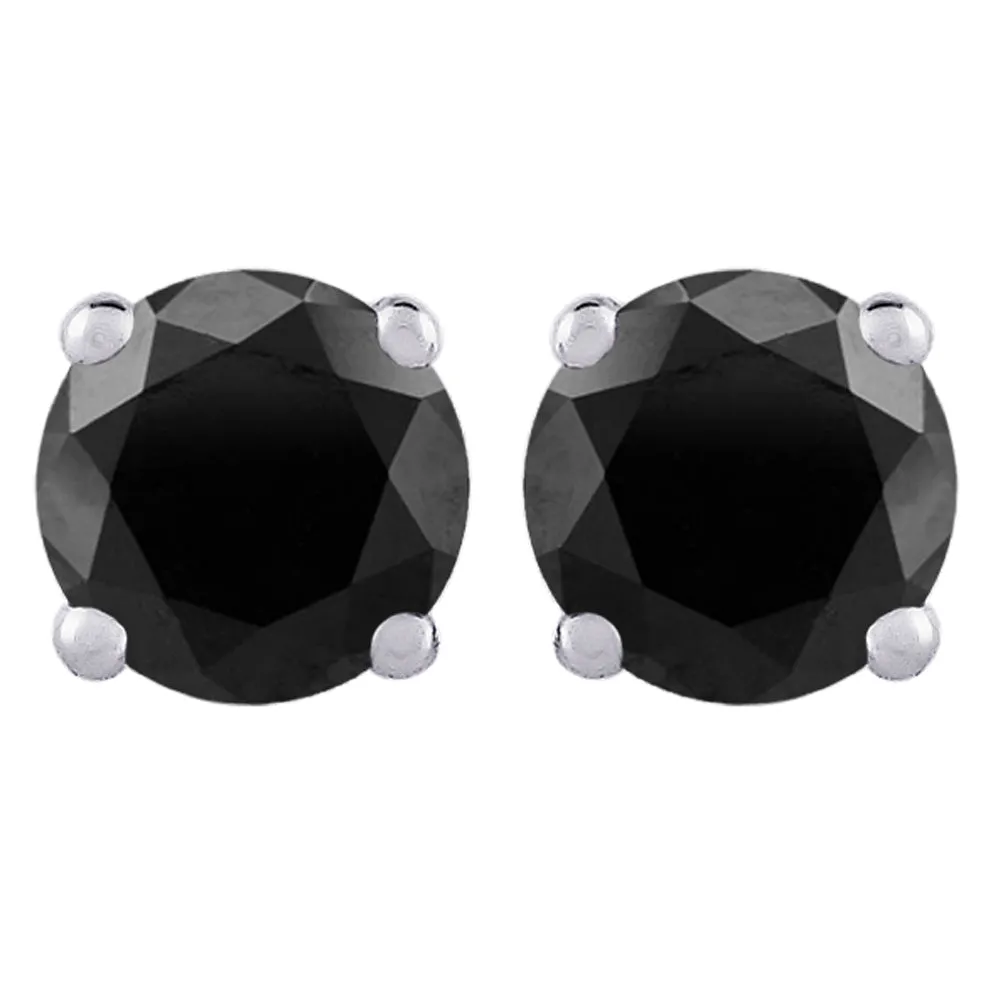 KATARINA Black Round Brilliant Cut Diamond Earring Studs