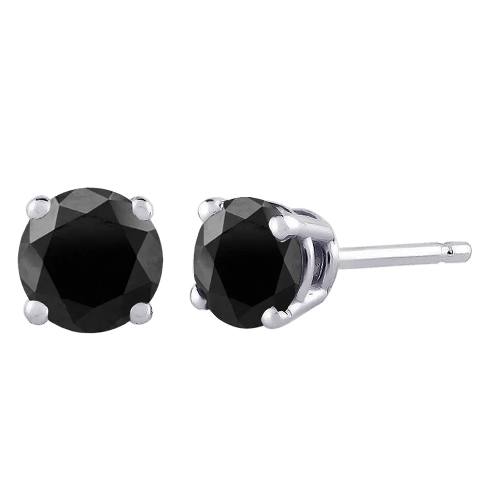 KATARINA Black Round Brilliant Cut Diamond Earring Studs