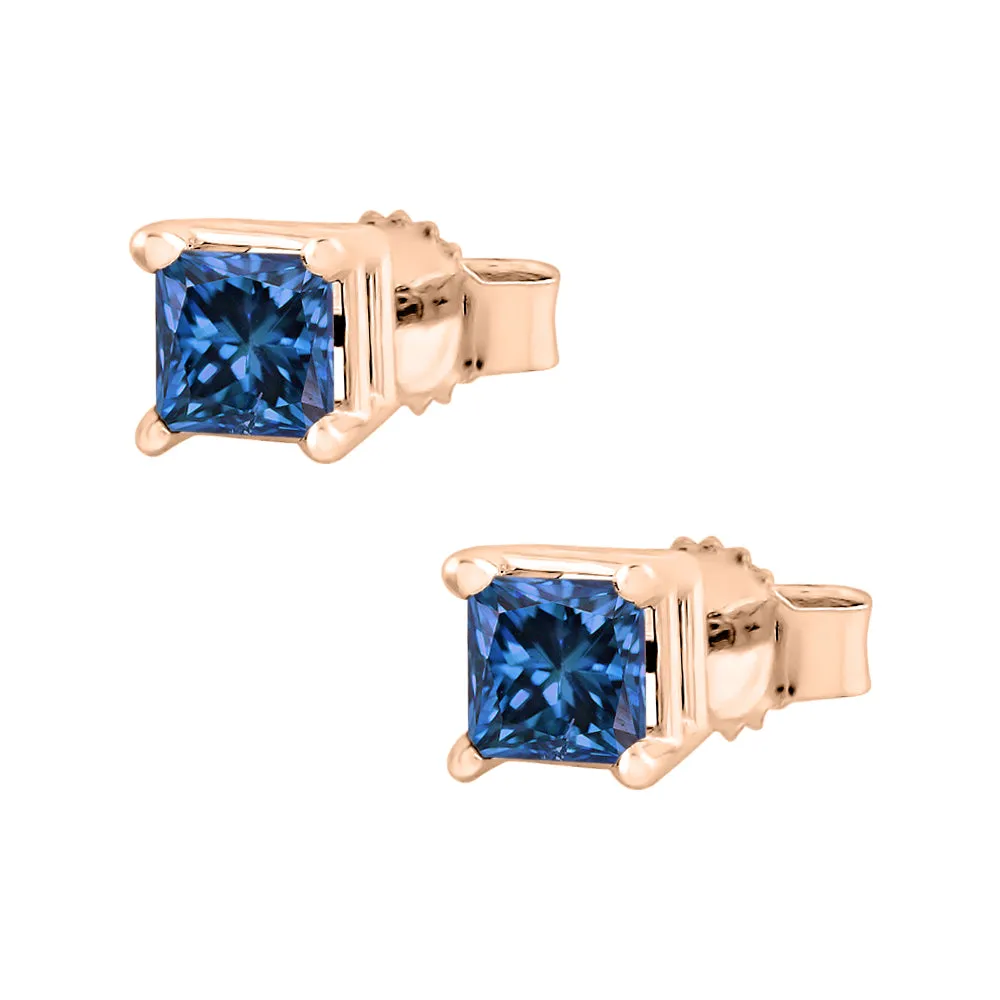 KATARINA Blue-I1 Princess Cut Diamond Earring Studs