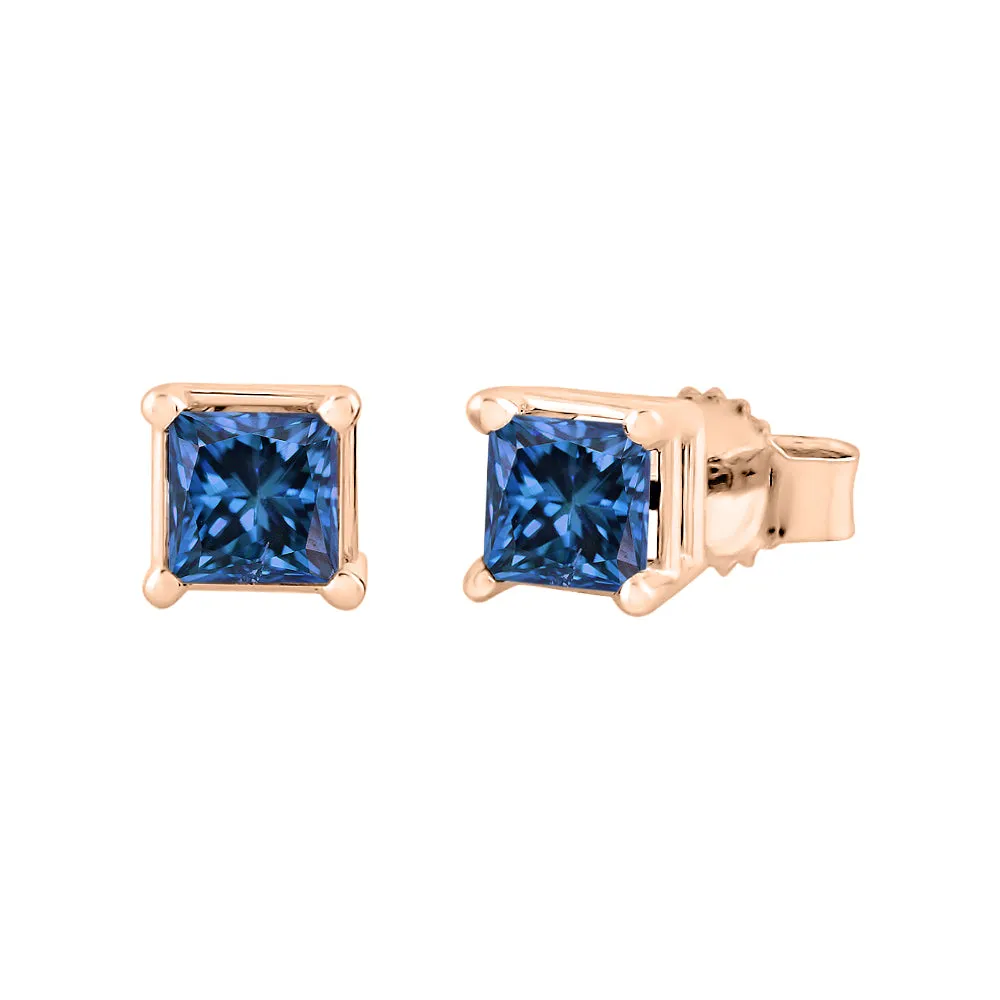 KATARINA Blue-I1 Princess Cut Diamond Earring Studs