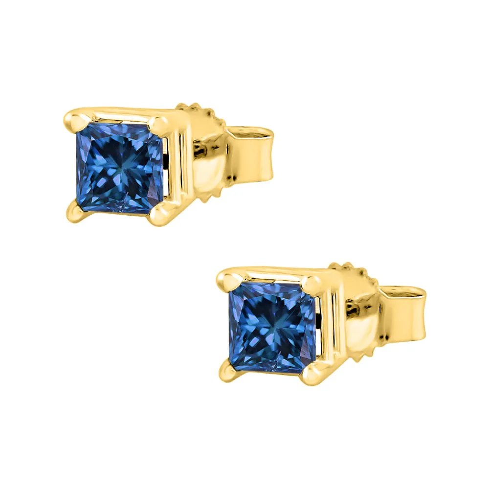 KATARINA Blue-I1 Princess Cut Diamond Earring Studs