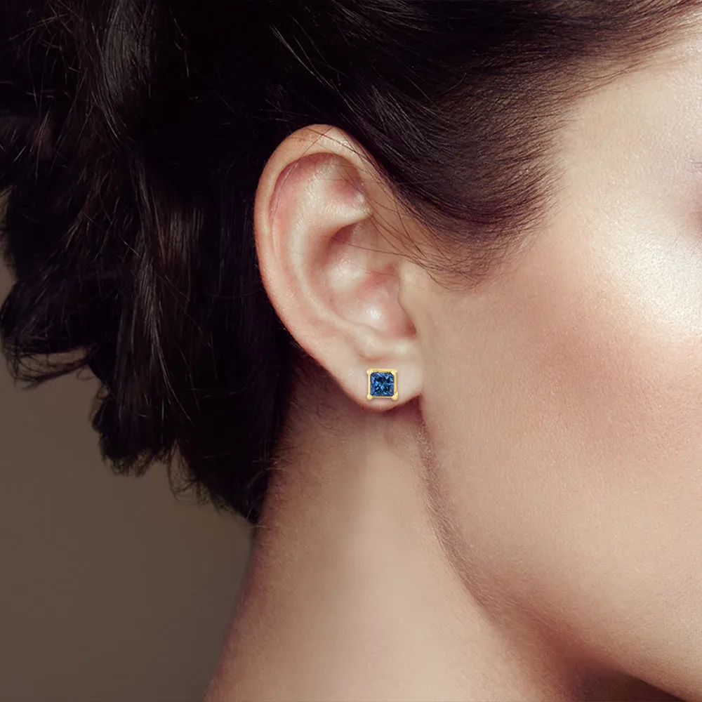 KATARINA Blue-I1 Princess Cut Diamond Earring Studs