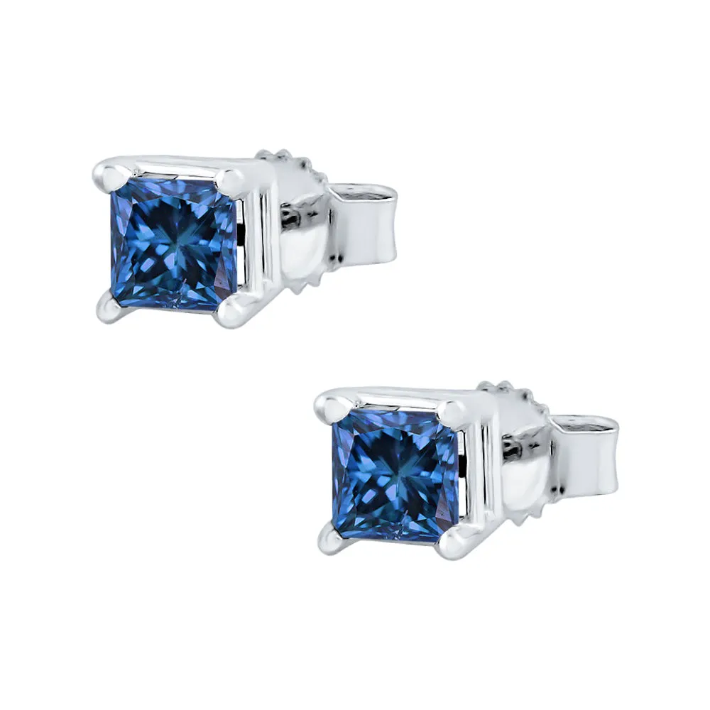 KATARINA Blue-I1 Princess Cut Diamond Earring Studs