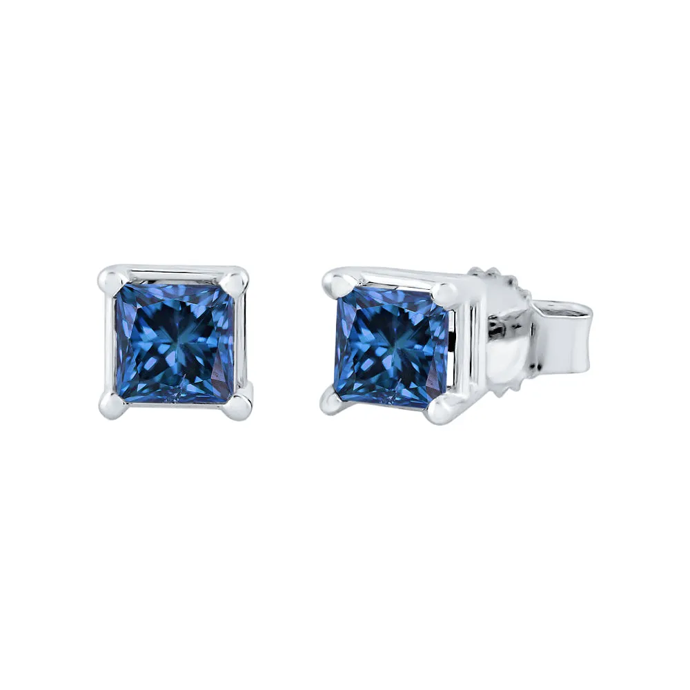 KATARINA Blue-I1 Princess Cut Diamond Earring Studs