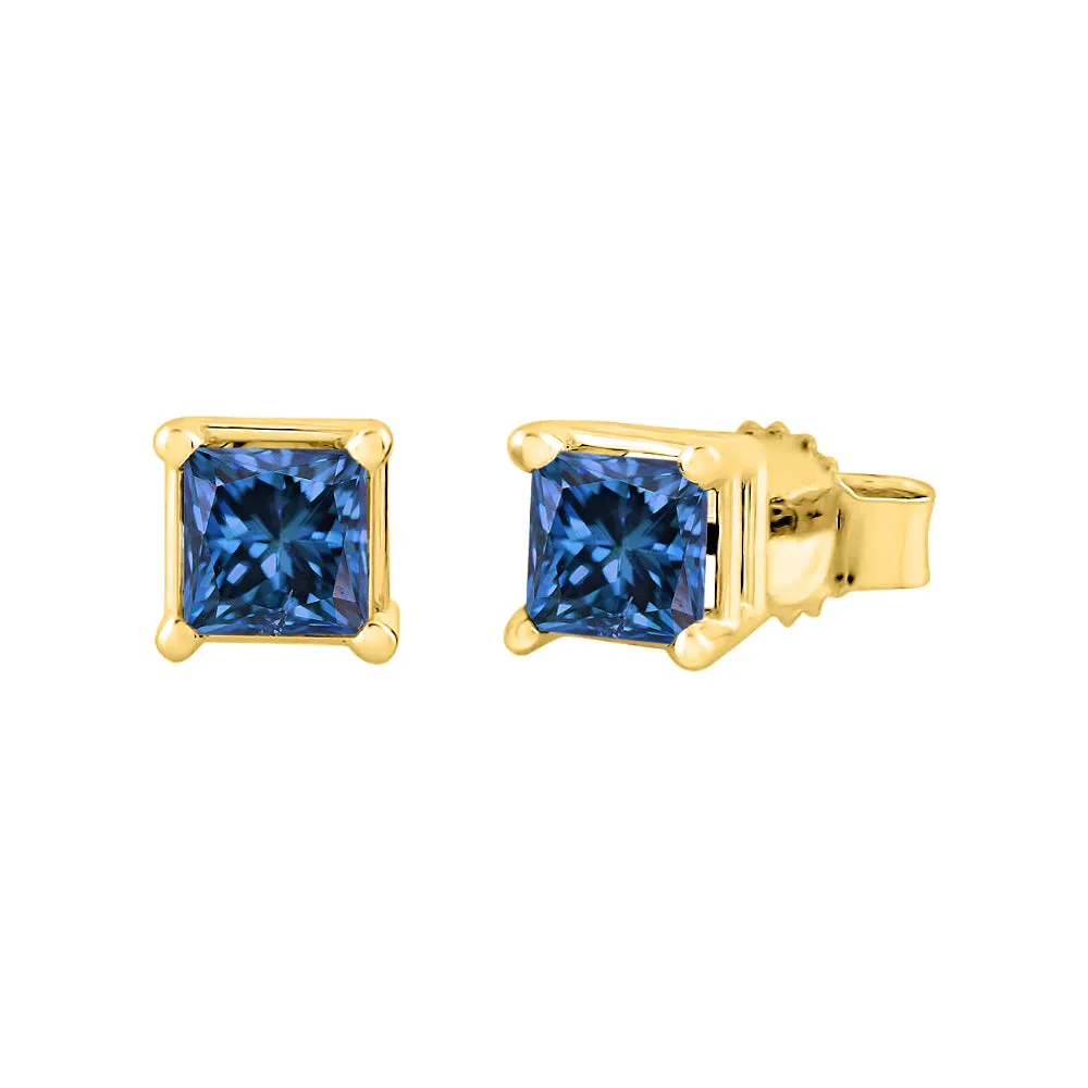 KATARINA Blue-I1 Princess Cut Diamond Earring Studs