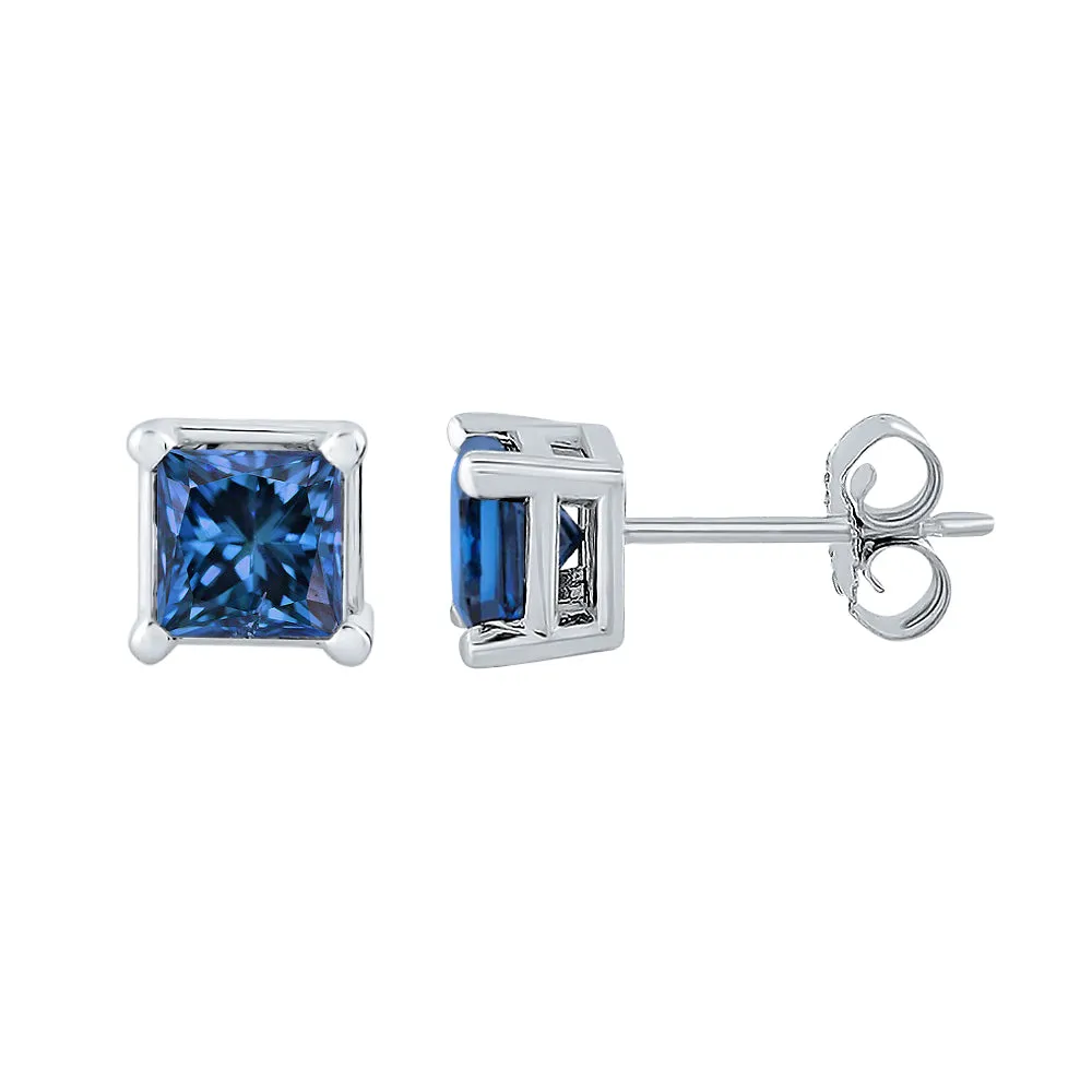 KATARINA Blue-I1 Princess Cut Diamond Earring Studs