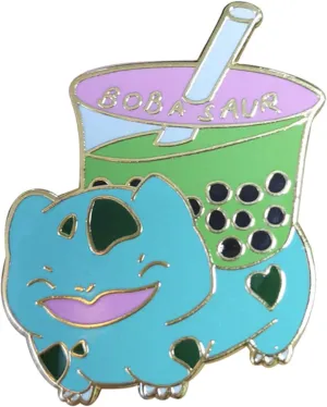 Kawaii Bulbasaur Boba Bubble Tea Straw Metal Enamel Pin Backpack Small Cute Colourful Unique Cartoon Collection