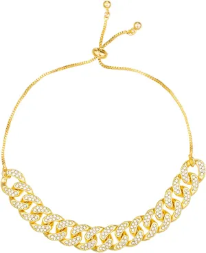 kelistom Cuban Link Rhinestone Filled Gold Box Chain Anklet for Women, Punk Hip-hop Ankle Bracelets, Length Adjustable