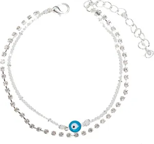 kelistom Gold Anklet for Women 18K Gold Silver Plated Tennis Beaded Chain Ankle Bracelets for Women Foot Jewelry