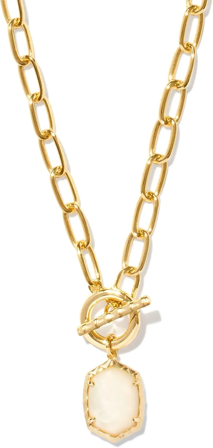 Kendra Scott Daphne Link And Chain Necklace, Gold-Plated Brass, Ivory Mother Of Pearl, Fashion Jewelry for Women