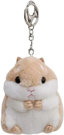 Khaki Cute Plush Hamster Keychain Plush Keychain Charms Wallet Backpack Handbag Charms Automobile Keychains Automotive Trim Women's Key Rings and Keychains Automobile,Accessories