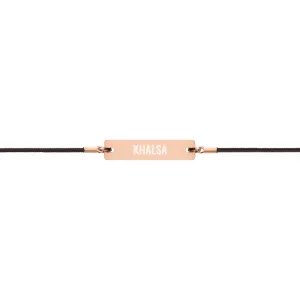 KHALSA  Engraved Silver Bar String Bracelet