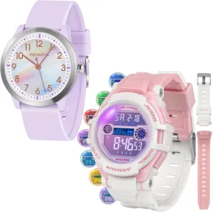 Kids Analog and Digital Watches for Boys Teen Girls, 7 Color Lights Waterproof Sports Watch for Kids with Stopwatch Alarm and Analog Watch, Great Present for Girls Ages 5-18 Teenagers
